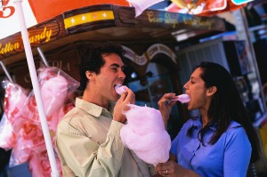 Couple Eating Cotton Candy